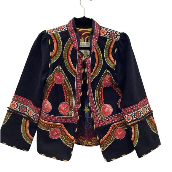 Alix Of Bohemia The Alexander Open Front Jacket  Black Multicolor Size Small - Picture 2 of 12